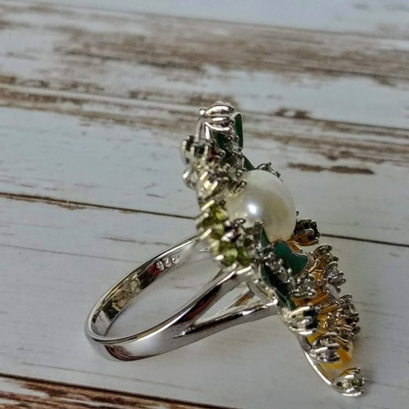 Pearl & Gemstone Sterling Ring - Picture 5 of 7
